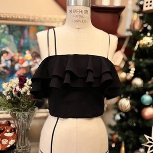 Topshop black ruffled crop top